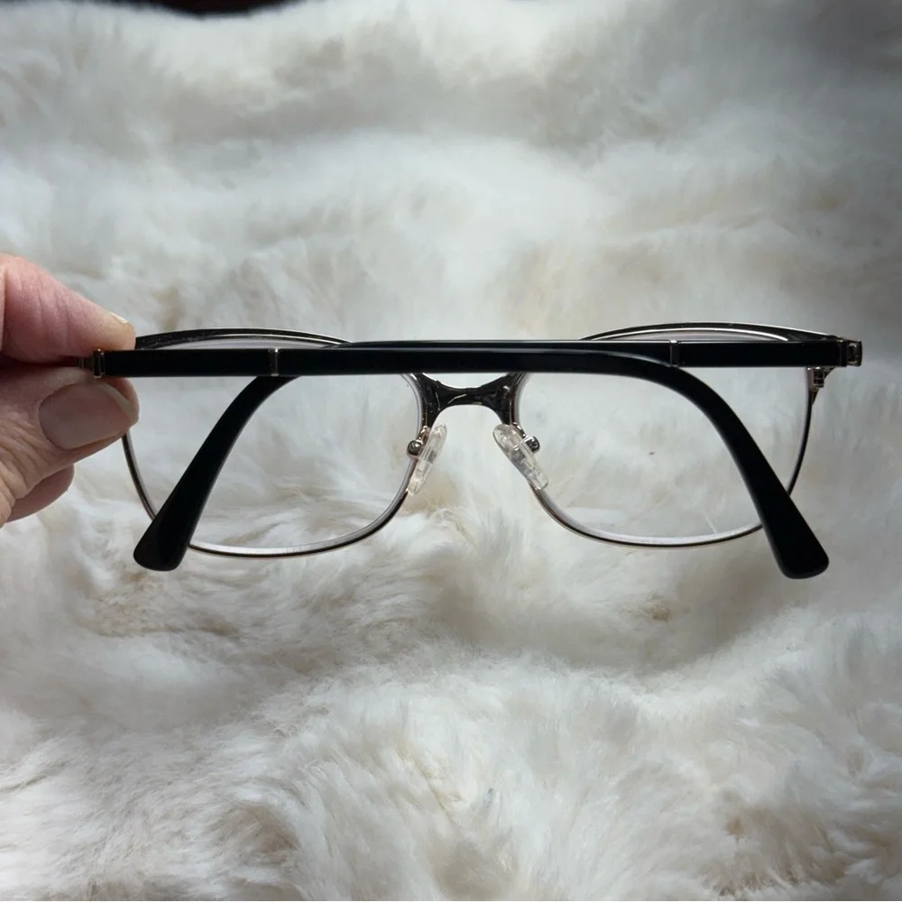 Marie Claire Satin Black & Gold Rectangular Eyeglasses Frames‎ | 54-16-140